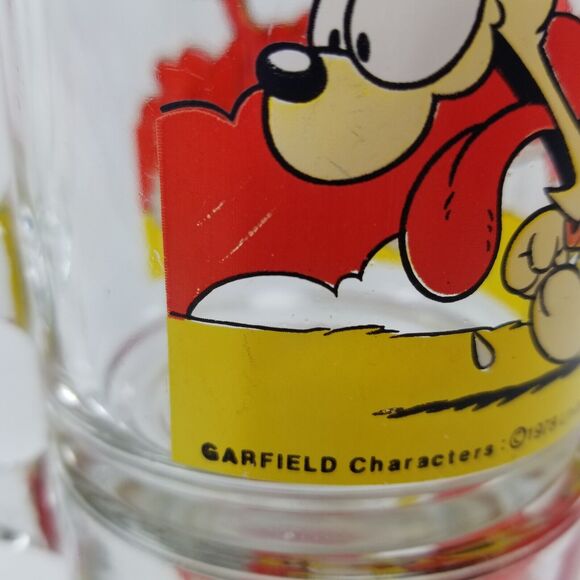 Garfield & Oddie Mug (2) Vtg 1978 Use Your Friends Wisely Glass Mcdonalds Cup - Picture 10 of 16
